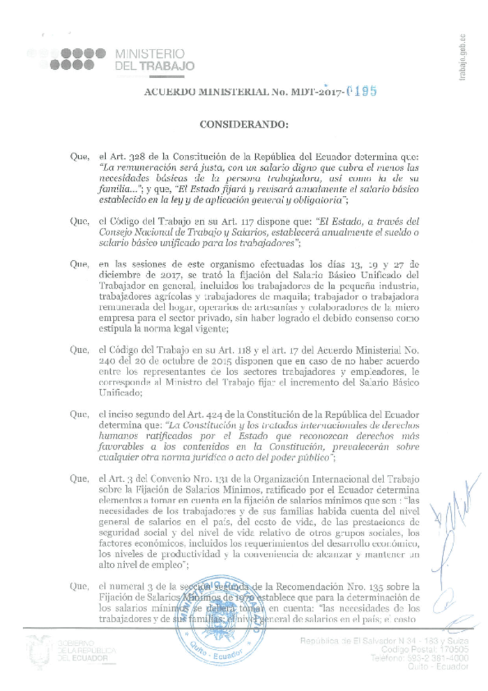 Acuerdo Ministerial Nro. 195