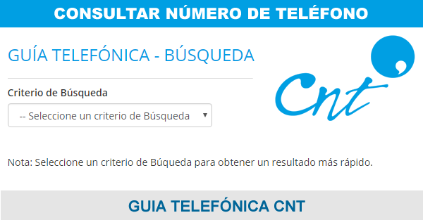 Consultar número de teléfono, Guía Telefónica CNT