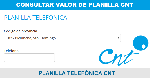 CNT Planilla, Consultar Valor Planilla Telefónica CNT