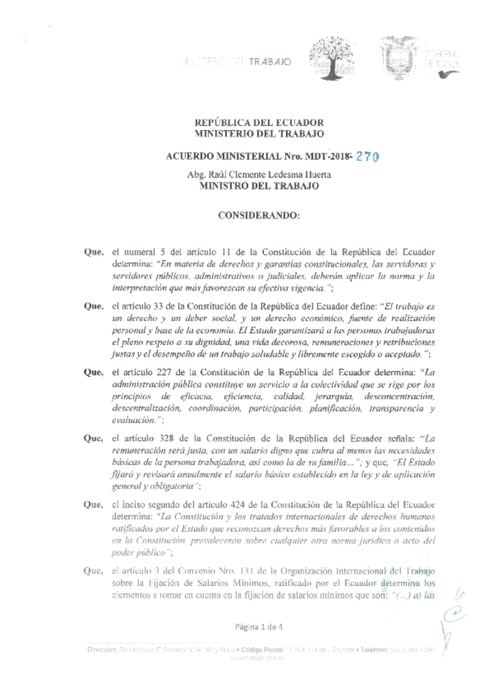 Acuerdo Ministerial Nro. 0270