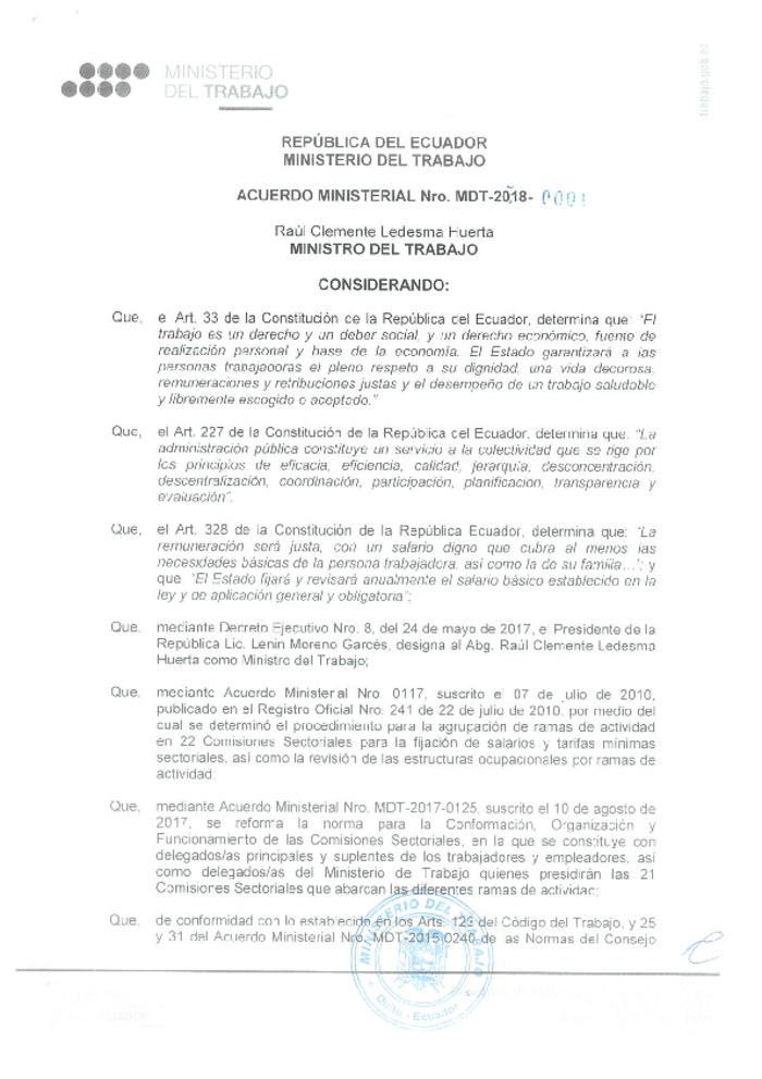 Acuerdo Ministerial Nro. 1