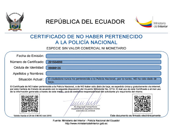 Certificado de no haber sido dado de baja Policia Nacional, certificado de la policia