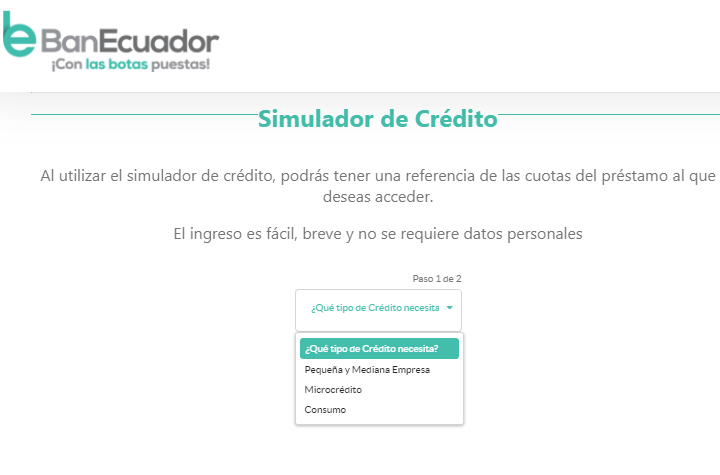 Simulador de Crédito BanEcuador, BanEcuador