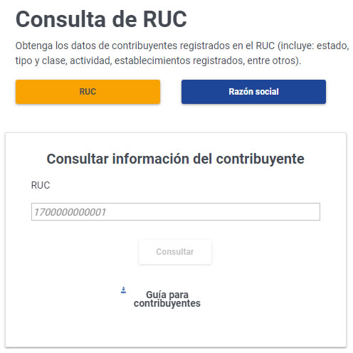 Consulta RUC en línea
