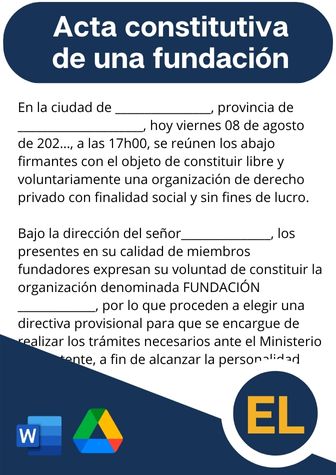 , modelo de acta constitutiva de una fundación, formato de acta constitutiva