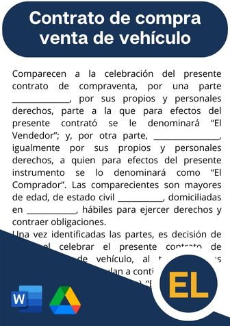 Contrato de Compraventa de vehículo, modelo de contrato de compra venta de carros, ejemplo de contrato de compra-venta de autos