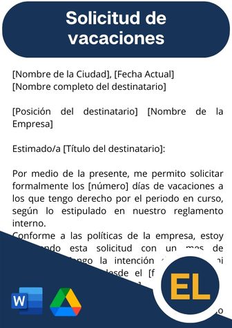 solicitud de vacaciones laborales, ejemplo de solicitud de vacaciones, modelo de solicitud