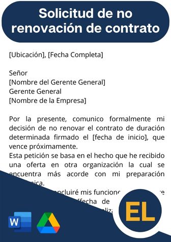 Carta para solicitar no renovación del contrato de trabajo, solicitud de no renovación de contrato de trabajo