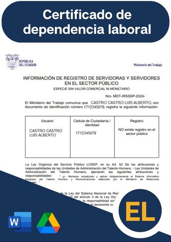 Certificado de dependencia laboral, certificado de relación laboral