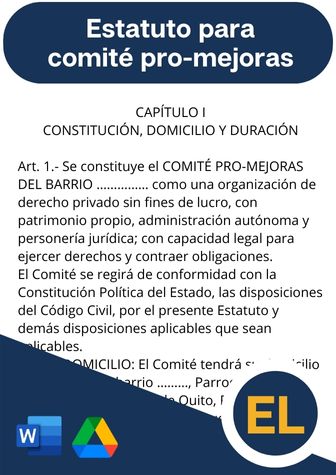 Modelo de estatuto del comité pro-mejoras, Ejemplo de estatuto del comité pro-mejoras, Estatuto para comité de mejoras comunitarias,Cómo redactar un estatuto para un comité.