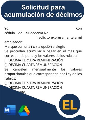 Modelo de solicitud para acumulación, ejemplo de solicitud para mensualización de los décimos