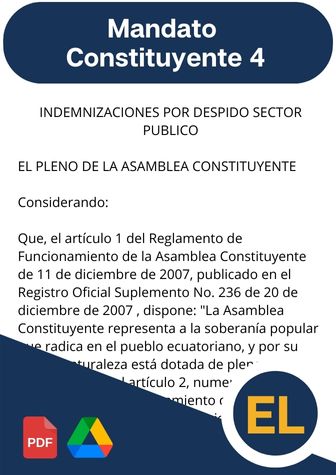 mandato constituyente 4​ de Ecuador, indemnizaciones por despido intempestivo en el sector público