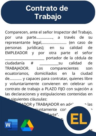 Contrato de trabajo a plazo indefinido en Word, contrato de trabajo ecuador, modelo de contrato de trabajo indefinido